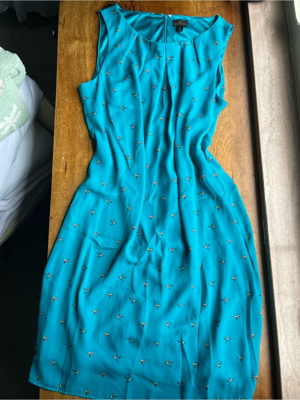 Worthington Pretty Teal Humming Bird Dress Size 8